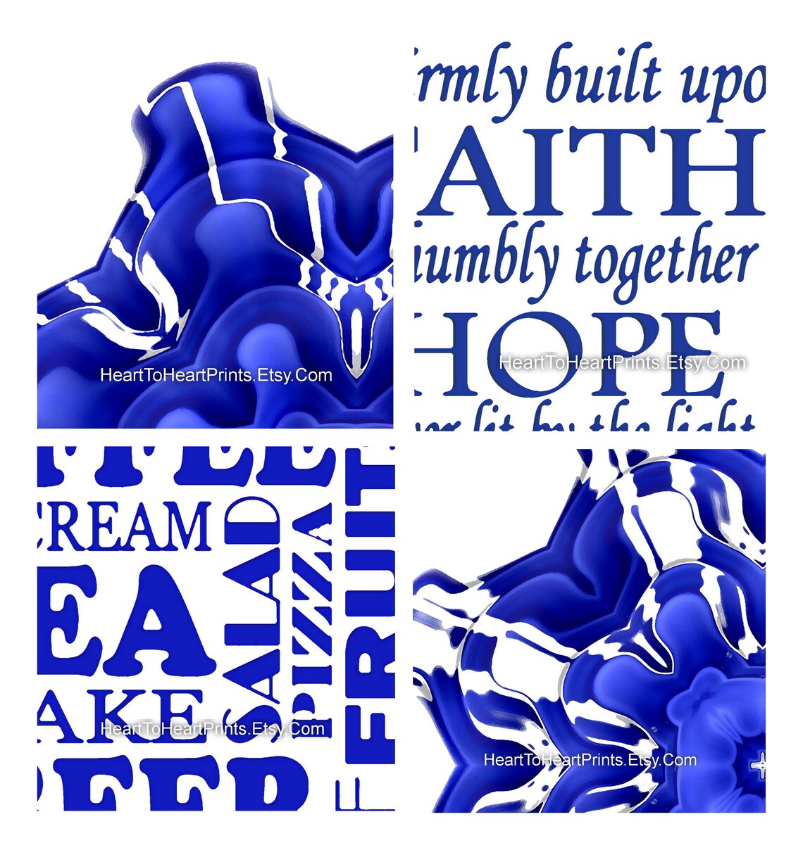 Blue Kitchen Wall Art Set of 12 PRINTABLE Royal Blue Dining Etsy