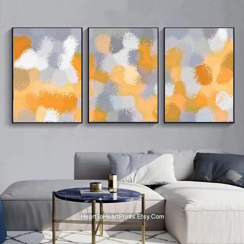 Gray Orange Wall Decor Abstract Painting Printable Wall Art 3 Etsy