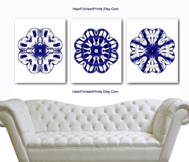 Navy Printable Wall Art Navy Blue Mandala Set of 2 Prints Navy Etsy