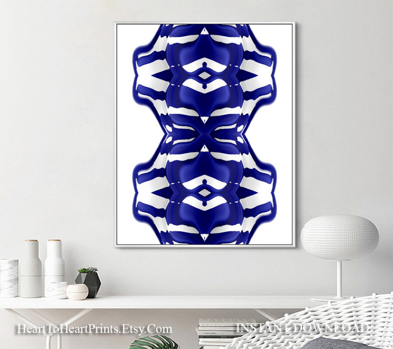 Navy Blue Artwork Set of 3 Prints Navy Geometric Downloadable Etsy