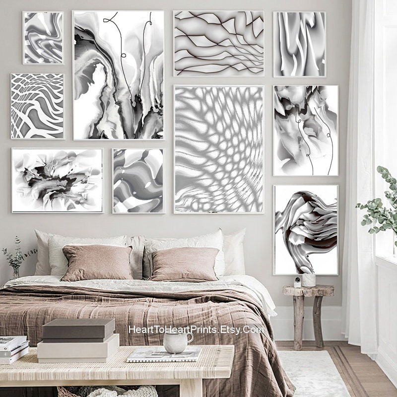 Silver Gray Abstract Gallery Wall Art Set of 12 Print - Etsy