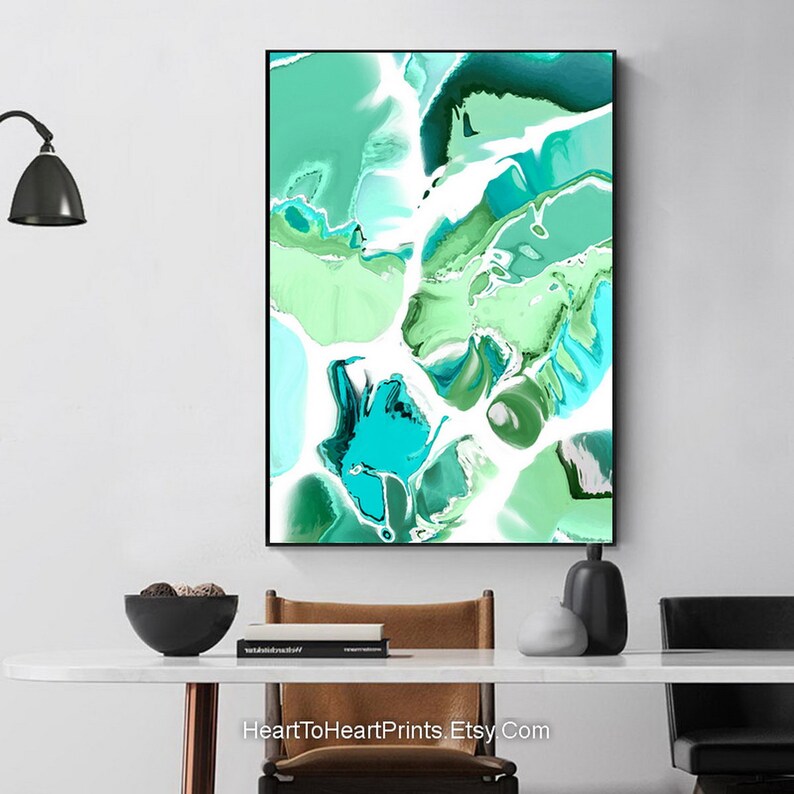 Large Green Abstract Painting Emerald Modern Wall Art Abstract Etsy
