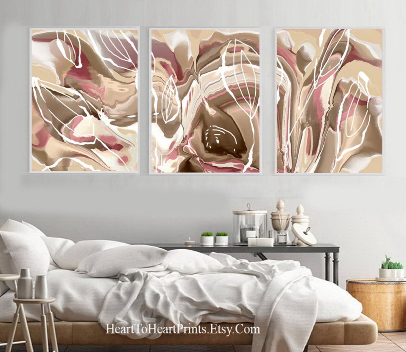 Earth Tone Abstract Painting Set of 3 Canvas PRINTABLE Artwork Etsy