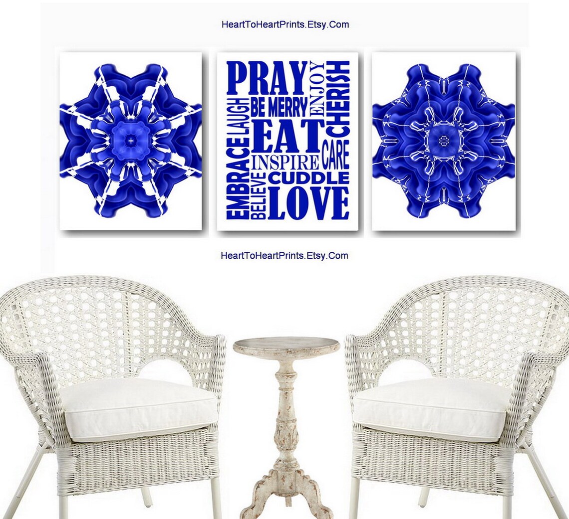 Blue Kitchen Wall Art Set of 12 PRINTABLE Royal Blue Dining Etsy