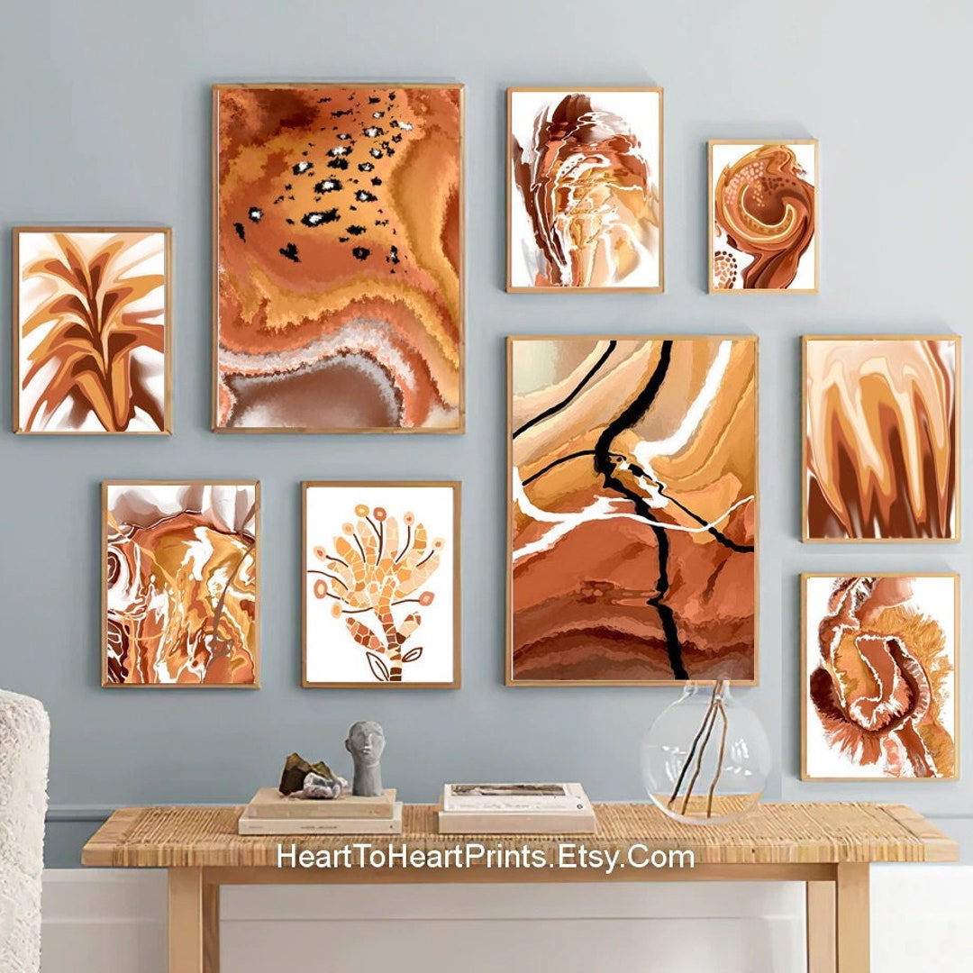 Burnt Orange Gallery Wall Art Set of 9 PRINTABLE Terracotta Abstract