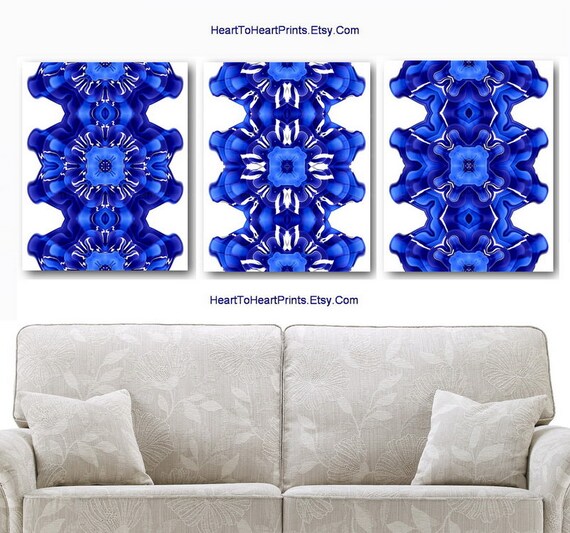 Royal Blue Wall Art Blue Abstract Art Prints Modern Blue Wall Etsy