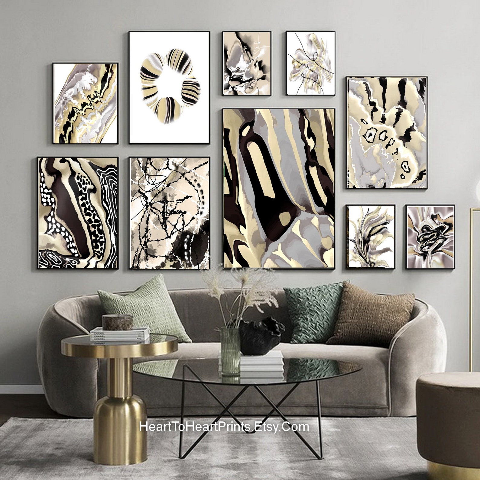 Black White Beige Abstract Set of 12 Posters DIGITAL DOWNLOAD Etsy