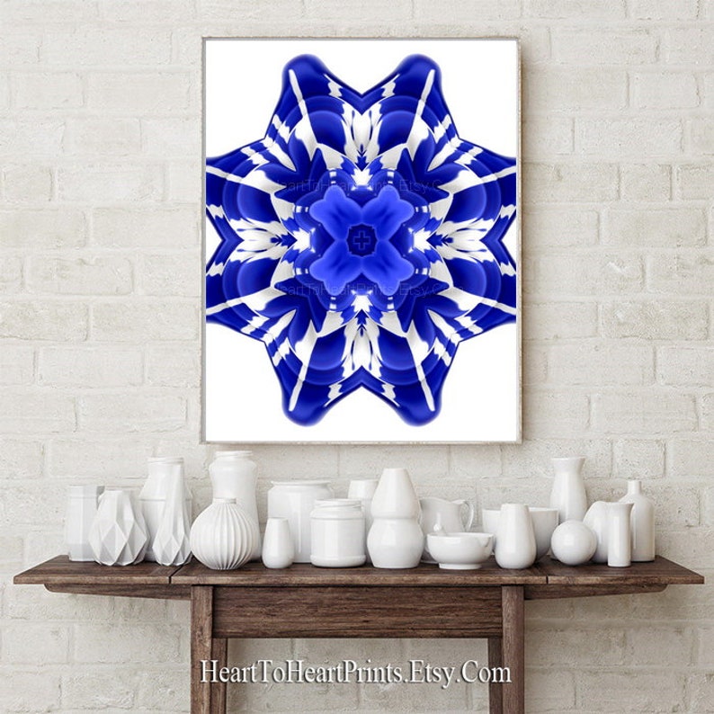 Rustic Blue Wall Art Set of 3 Prints Cobalt Blue Living Room Etsy