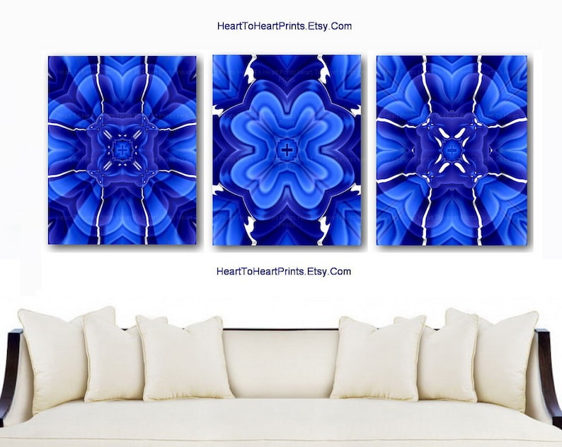 Blue Wall Art Prints Royal Blue Abstract Printable Artwork Etsy