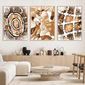 Boho Wand-Dekor-Sepia Abstrakte 3er-Set Drucke Braun Schwarz Geometrische DOWNLOADBAR Poster Moderne Wohnzimmer-Wand-Dekor Neutral Abstrakte Kunst