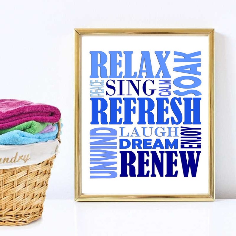 Blue Bathroom Wall Art Set of 3 Prints Royal Blue Bathroom Etsy