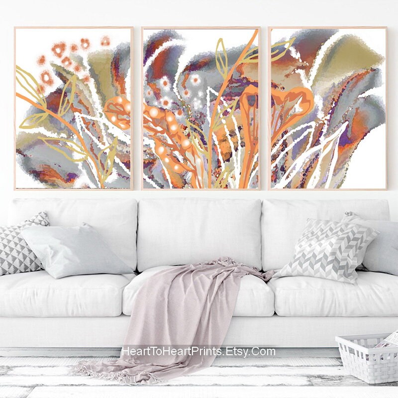 Flower Abstract Painting Set of 3 Posters DIGITAL DOWNLOAD - Etsy