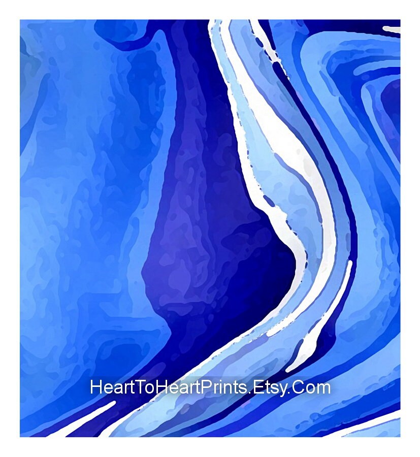 Royal Blue Abstract Painting Downloadable Art Set of 2 Prints Etsy