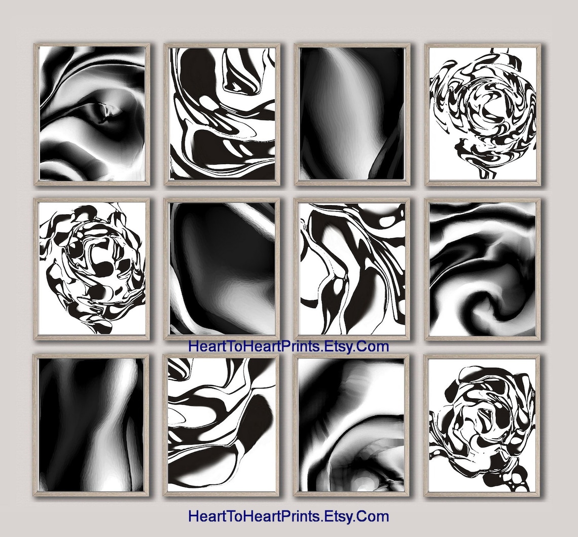 Black and White Minimalist Abstract PRINTABLE Wall Art Set of - Etsy