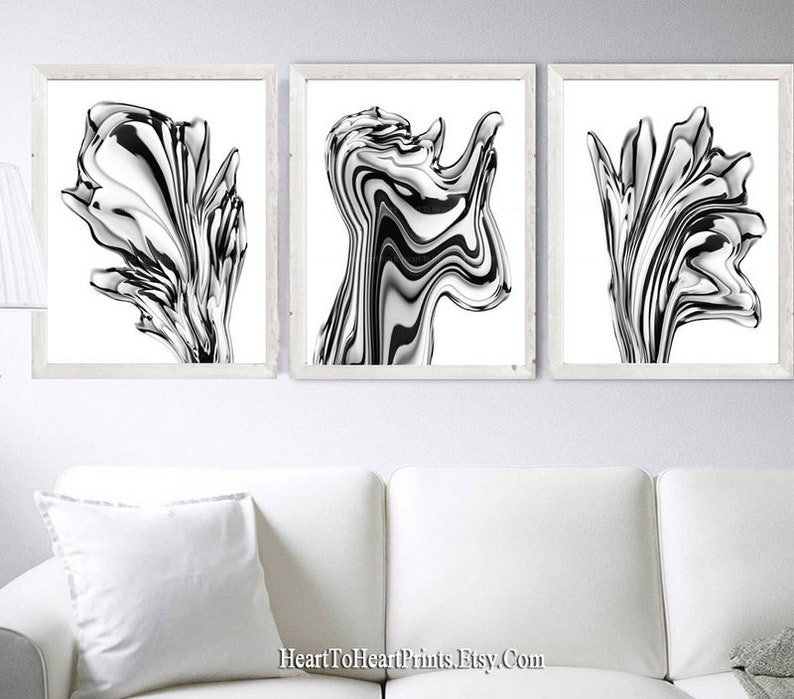 Line Drawing Wall Art Set of 3 Prints Line Printable Art Abstract Line