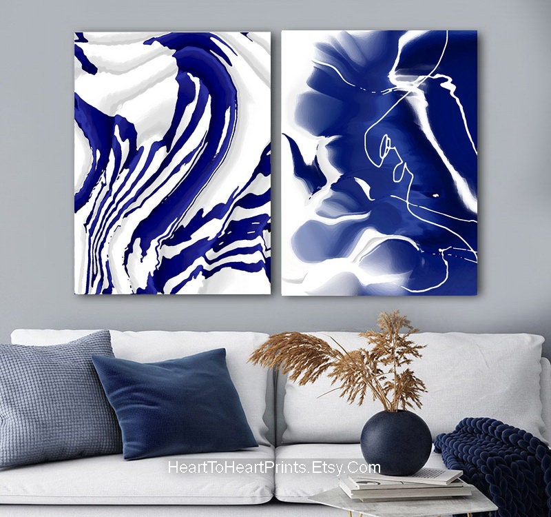 Blue Abstract Set of 12 Posters Abstract Painting PRINTABLE - Etsy