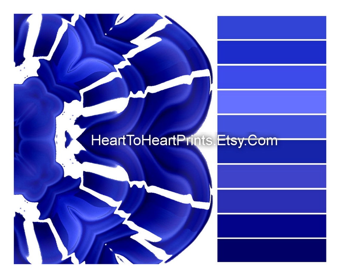 Cobalt Blue Wall Art Set of 3 Prints Cobalt Blue Floral Wall Etsy