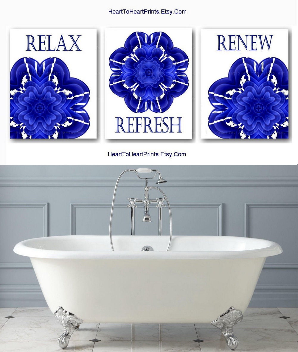 Cobalt Blue Bathroom Wall Art Printable Bathroom Decor ...