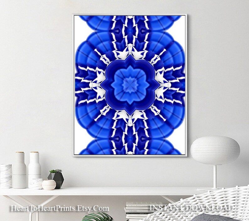 Blue Abstract Printable Wall Art Cobalt Blue Abstract Art Navy Etsy