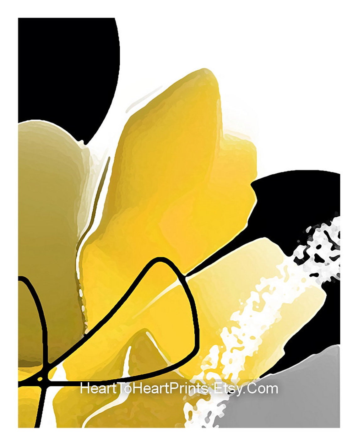 Yellow Gray Black Abstract Gallery Wall Art Set of 3 PRINTABLE - Etsy
