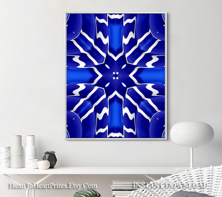 Navy Blue Geometric Print Navy Geometric Wall Art Geometric Etsy