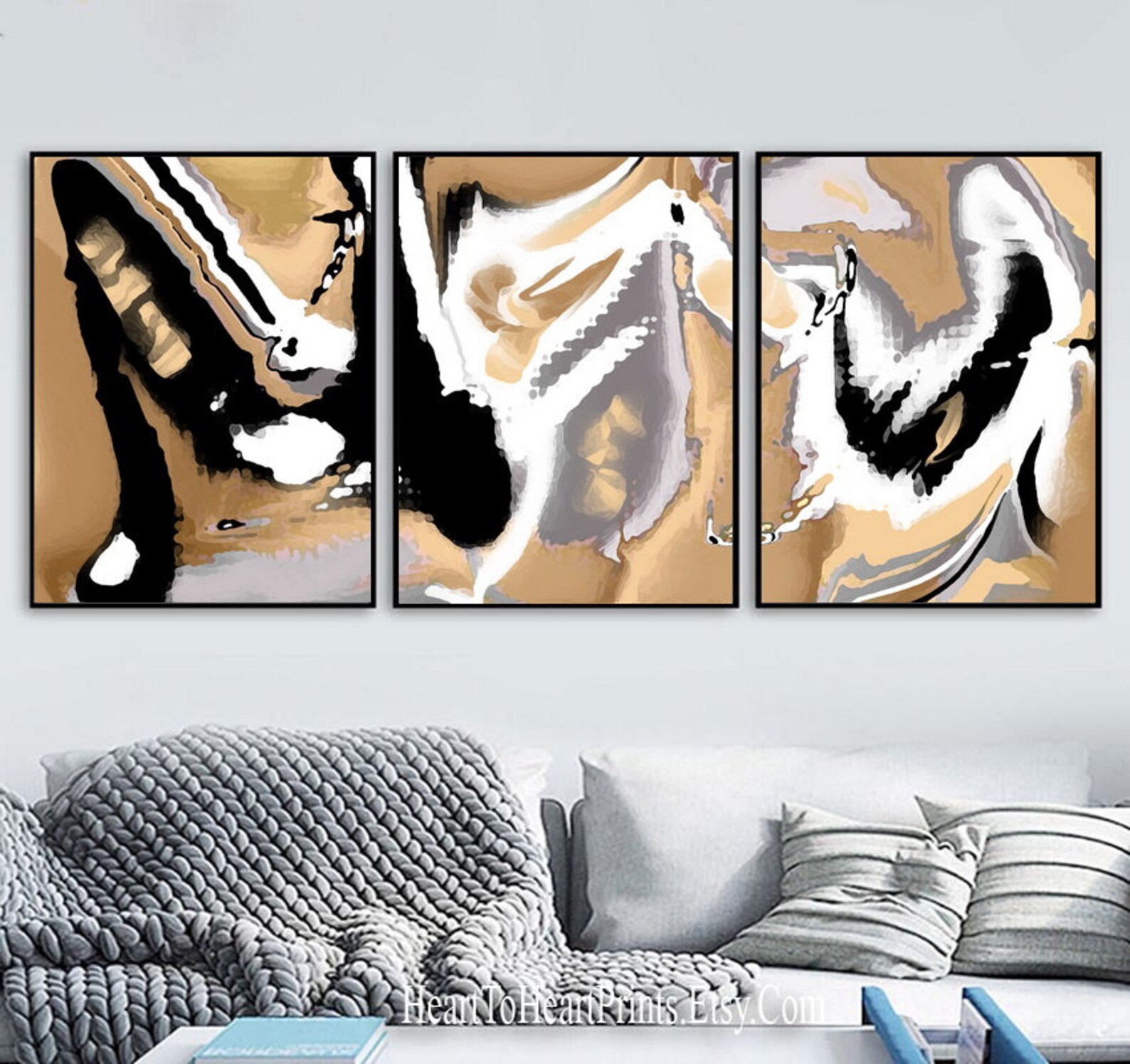 Earth Tone Abstract Painting Set of 3 Canvas PRINTABLE Artwork Etsy