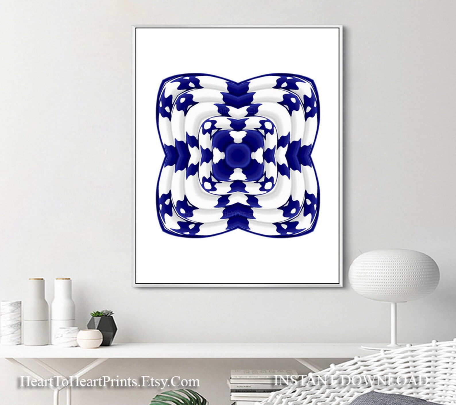 Navy Blue Artwork Set of 3 Prints Navy Geometric Downloadable Etsy
