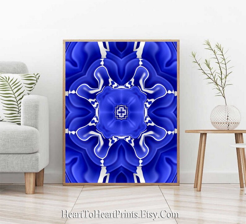 Royal Blue Wall Art Abstract Printable Art Set of 3 Prints | Etsy