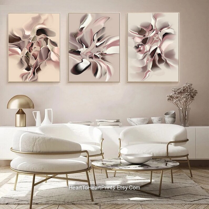 Pastel Abstract Painting PRINTABLE Wall Art Set Neutral Etsy