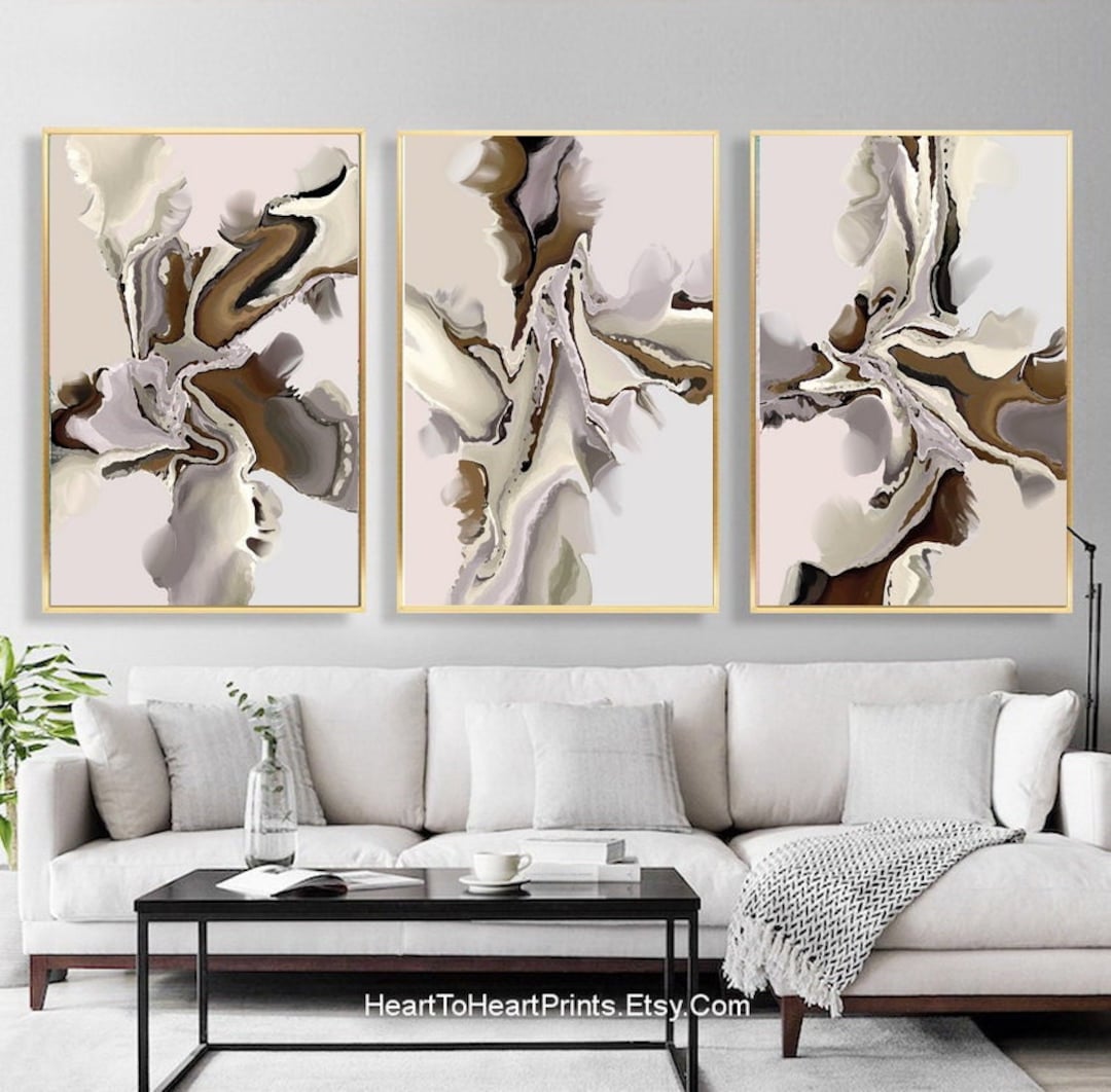 Neutral Abstract Minimalist Set of 3 Posters Beige Gray Brown - Etsy