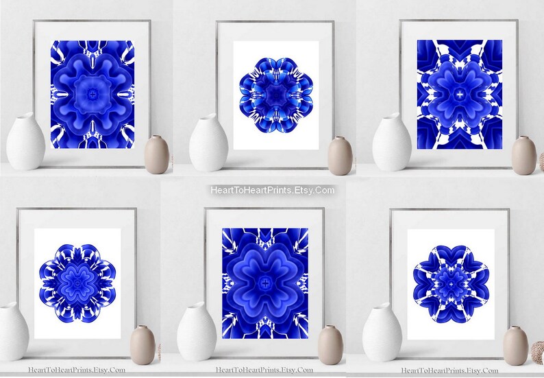 Cobalt Blue Wall Art Set of 6 Prints Cobalt Blue Decor Blue Etsy