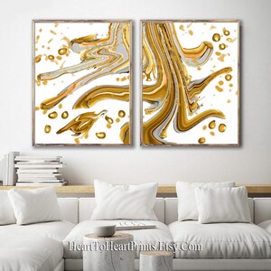 Abstract DOWNLOADABLE Prints Set of 2 Abstract Wall Art Mustard Yellow ...