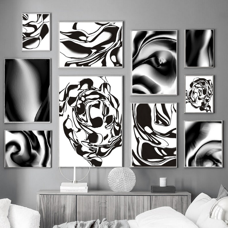 Black and White Minimalist Abstract PRINTABLE Wall Art Set of - Etsy