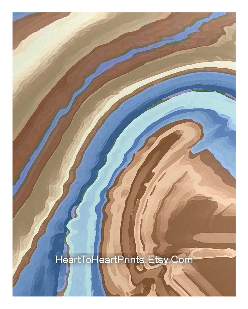 Blue Brown Abstract Gallery Wall Art Set of 3 Posters | Etsy