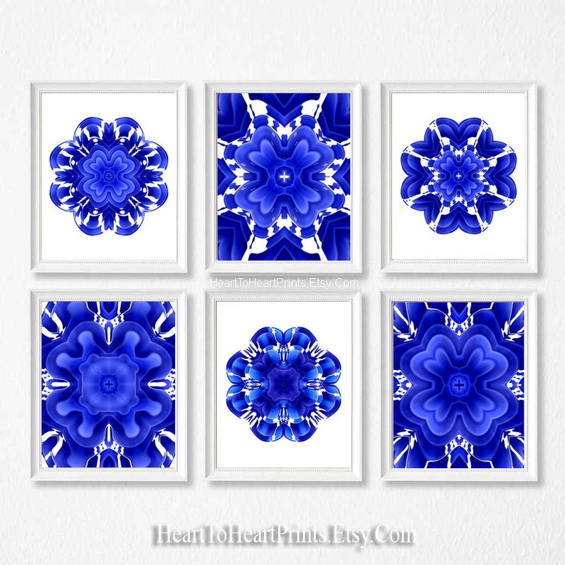 Cobalt Blue Wall Art Set of 6 Prints Cobalt Blue Decor Blue Etsy