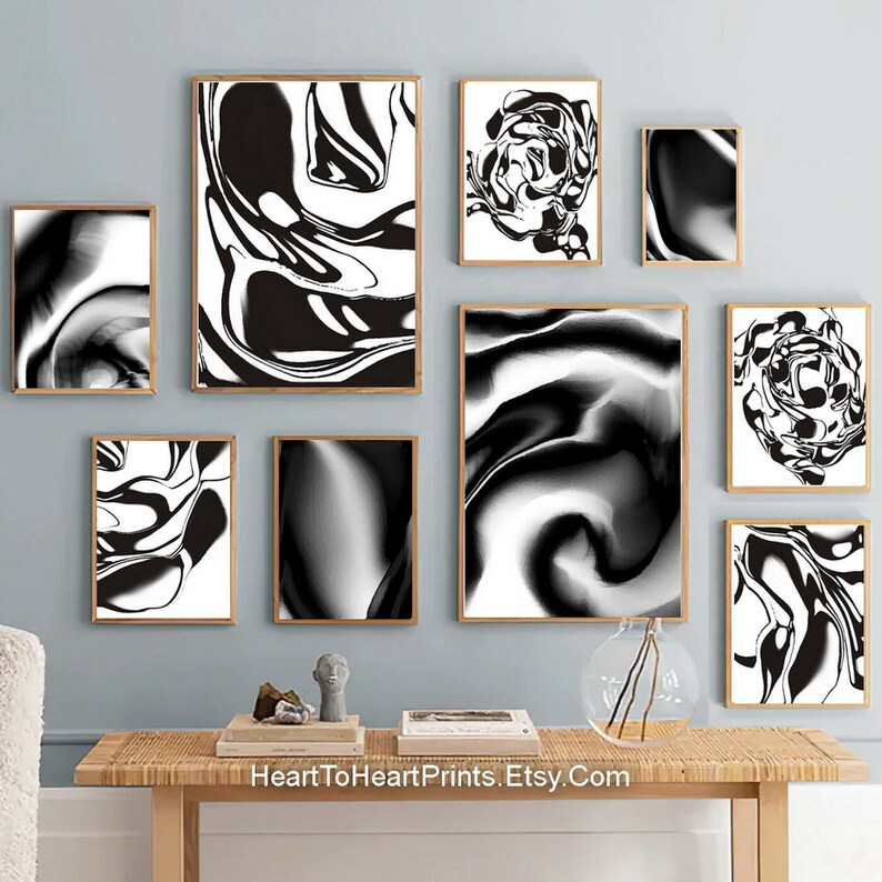 Black and White Minimalist Abstract PRINTABLE Wall Art Set of - Etsy