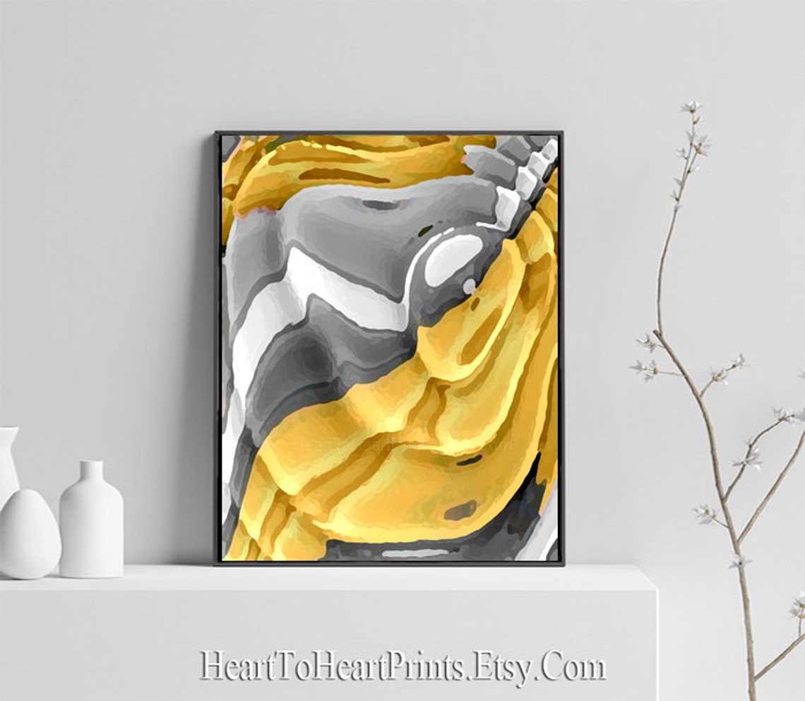 Mustard Yellow Wall Art Set of 2 Prints Abstract Prints Etsy