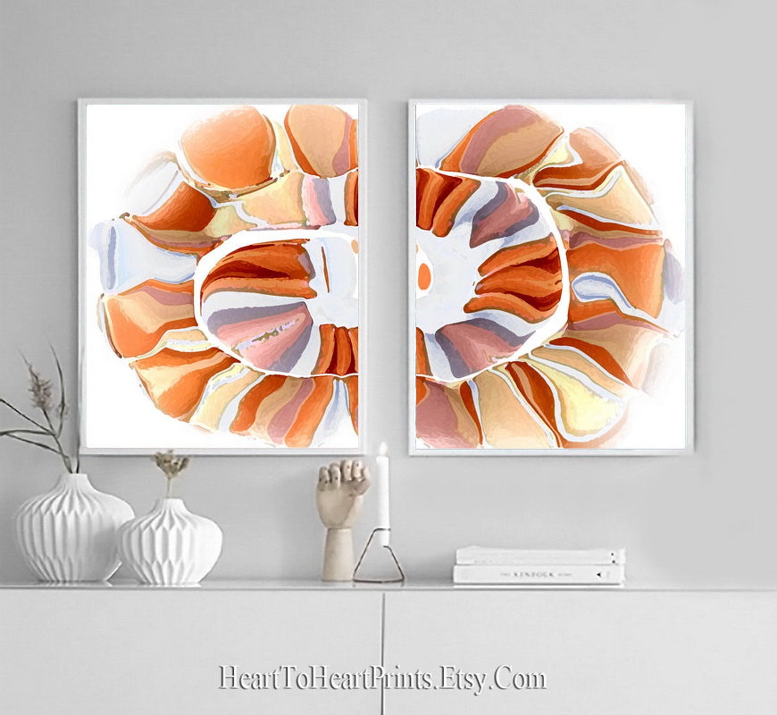 Orange Gray Abstract Painting Downloadable Canvas Large Wall Art 24x36 ...