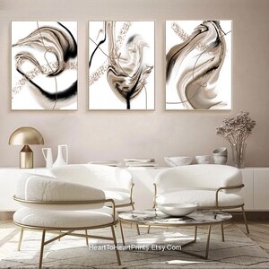 Neutral Minimalist PRINTABLE Art Set of 3 Black White Beige Gallery ...