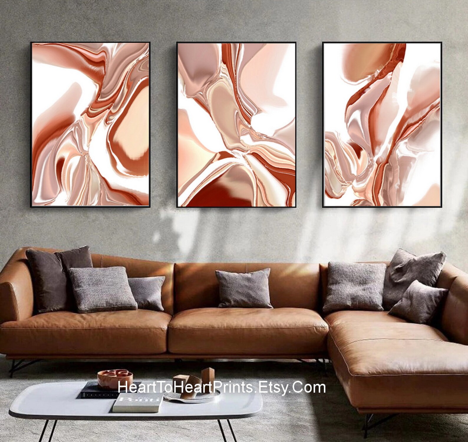 Pink Abstract Painting Set of 3 Large Wall Art 24x36 Canvas - Etsy