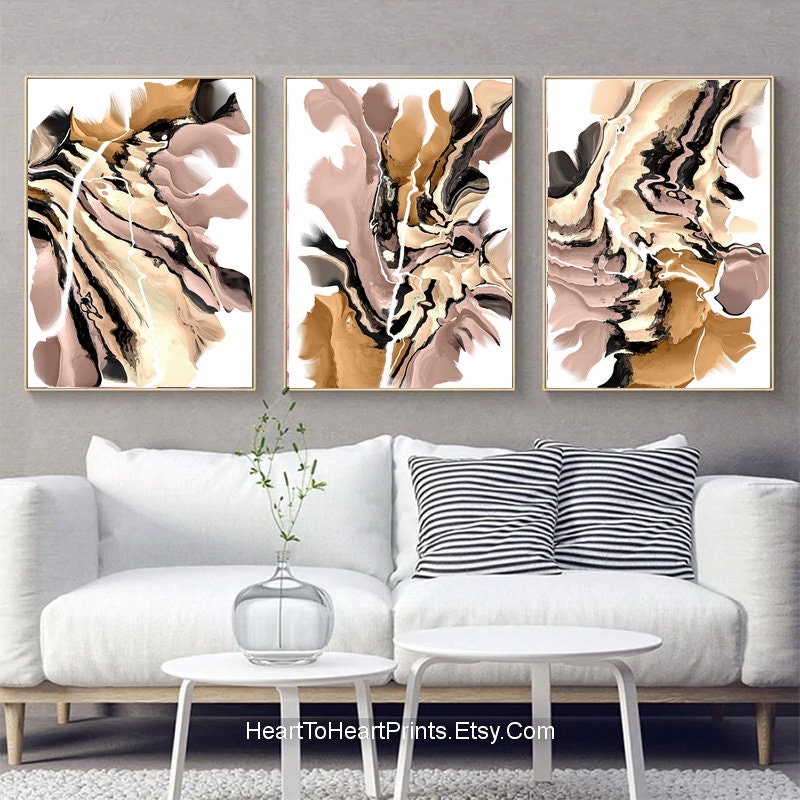 Earth Tones Abstract Painting Set of 3 Posters DIGITAL | Etsy
