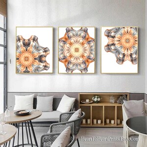 Bohemian Printable Wall Art Set of 3 Prints Boho Wall Decor Orange Gray ...