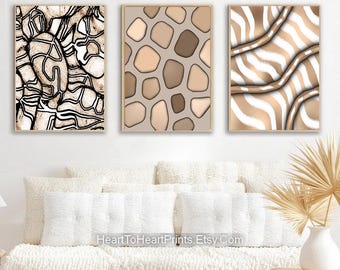 Beige Abstract Print Set of 3 Abstract DIGITAL DOWNLOAD Art Neutral Printable Art  Modern Minimalist Poster Earth Tone Printable Wall Decor