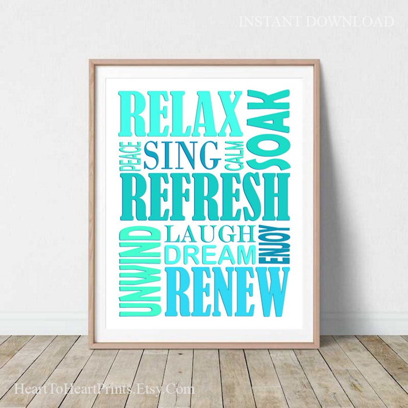 Teal Bathroom Set of 3 Prints Green Bathroom Wall Art Teal Etsy