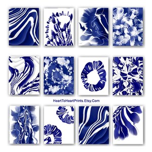Blue Abstract Set of 12 Posters Abstract Painting PRINTABLE Wall Art ...