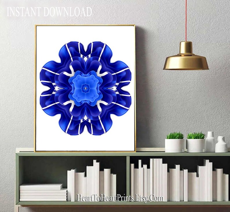 Royal Blue Wall Art Set of 3 Prints Blue Bedroom Wall Art Etsy