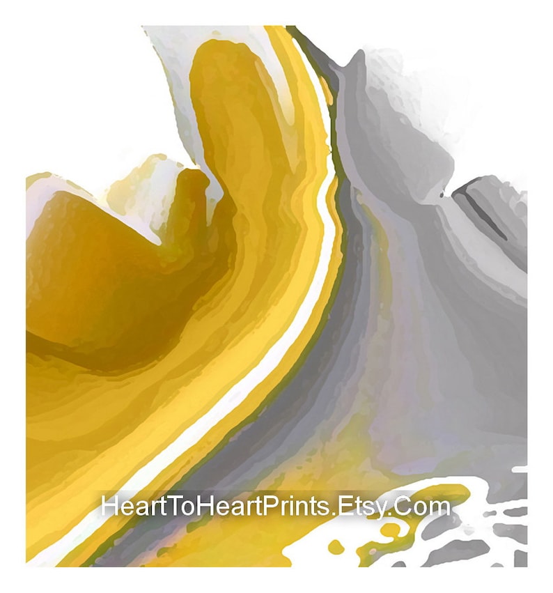 Mustard Yellow Gray Wall Art Abstract Painting Set of 3 Prints Etsy