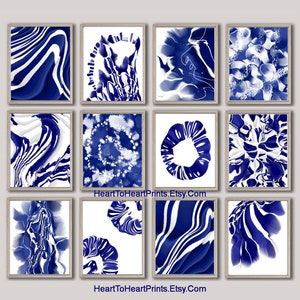 Blue Abstract Set of 12 Posters Abstract Painting PRINTABLE Wall Art ...