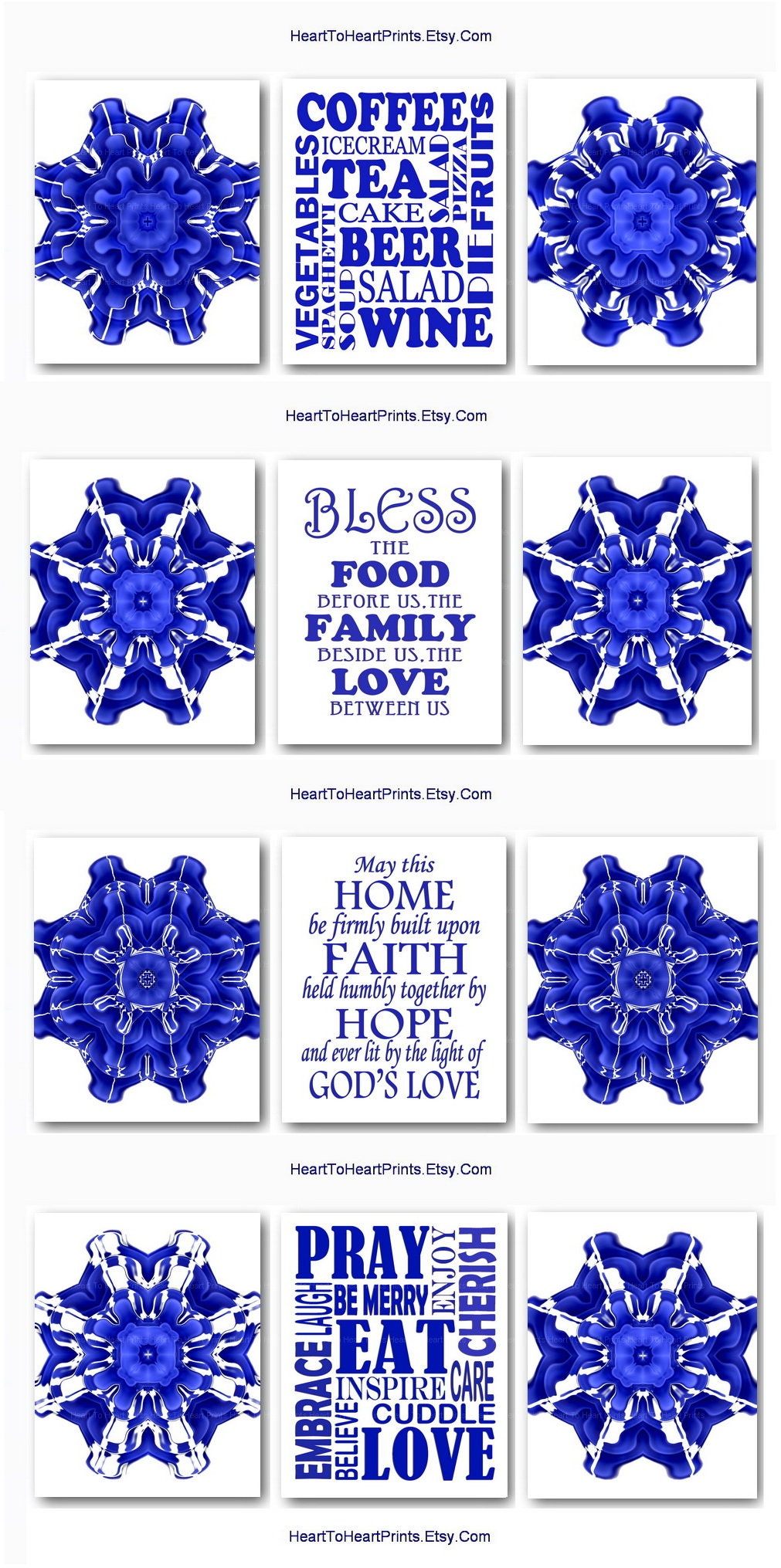 Blue Kitchen Wall Art Kitchen Downloadable Prints Cobalt Blue | Etsy