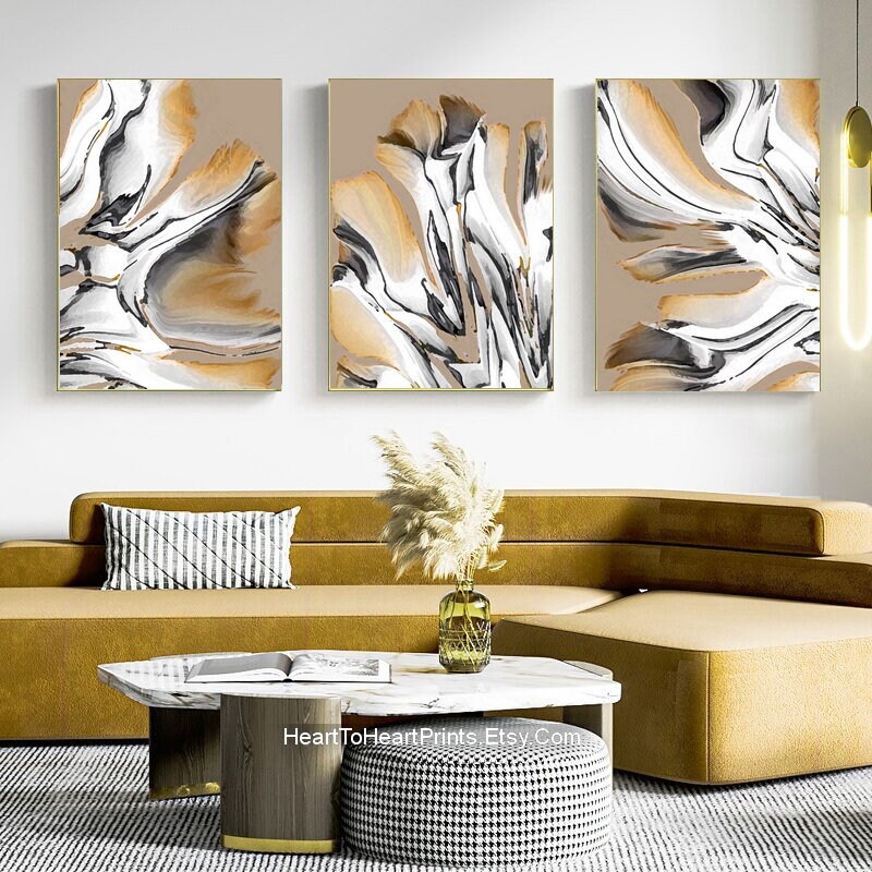 Neutral Minimalist Abstract PRINTABLE Set of 3 Posters Taupe Abstract ...